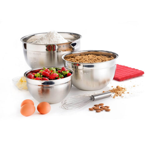 Image of Cuisipro Silver Stainless Steel Mixing Bowl - Set of 3 - Cuisipro USA