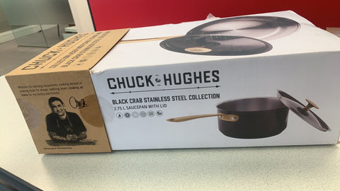 Image of Chuck Hughes Black Stainless Steel Non-Stick Stockpot (All Metal)