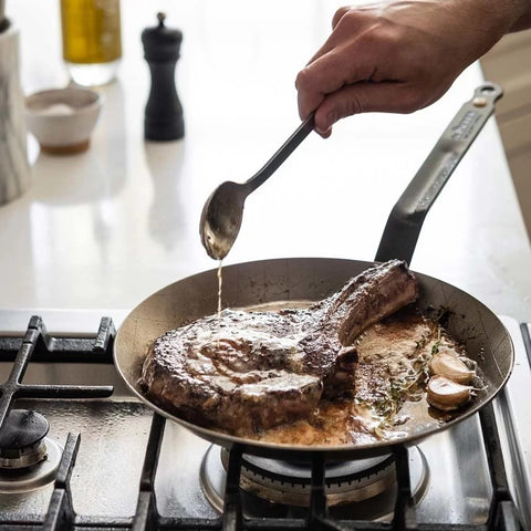 Image of de Buyer Beeswax-Coated Iron Checkered Steak Pan, 28 cm