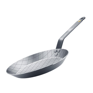 de Buyer Beeswax-Coated Iron Checkered Steak Pan, 28 cm